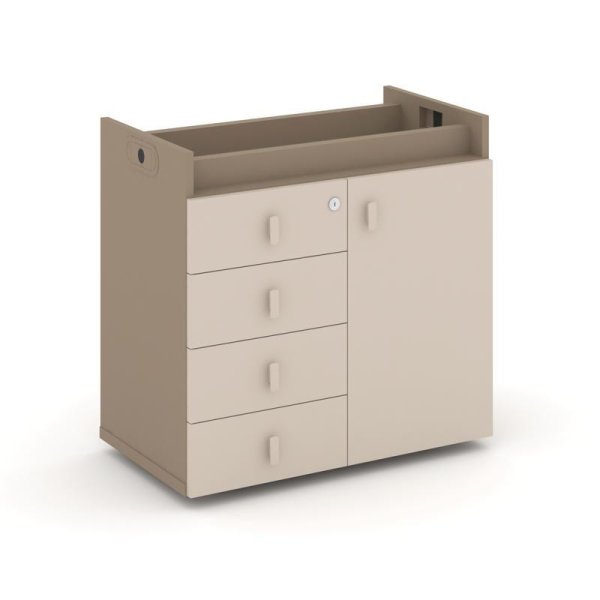 Тумба опорная - фасад + ящики ES.TON-2 (750х406х725) (Латте/Капучино/Металл Латте)