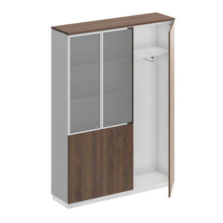 Шкаф комбинированный (документы со стеклом - одежда узкий) City СИ 310 1502x400x2034 (Дуб гладстоун / Белый премиум / Белый премиум)