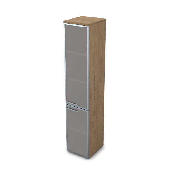 9ПЛ.005.16 Пенал высокий со стеклом (400x450x2045), левый (Teakwood)