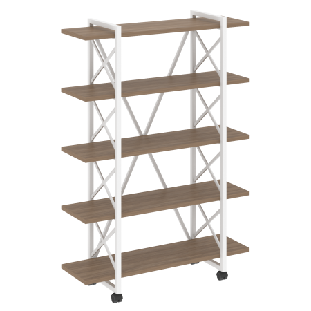Стеллаж на колесных опорах-5 полок VR.L-MST.K-5.8 800x400x1704 (Дуб Аризона/Белый металл)