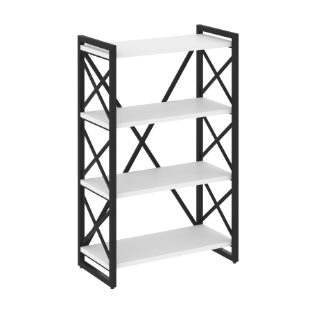 Стеллаж на регулируемых опорах-4 полки VR.L-MST.O-4.8 800x400x1280 (Белый Бриллиант/Черный металл)