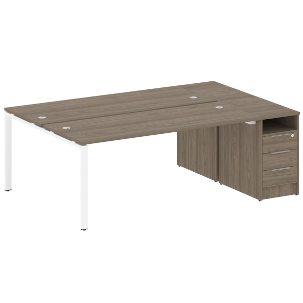 Рабочая станция с опорной тумбой Metal System Style БП.РС-СТП-2.5 2212x1475x750 (Вяз/Белый металл)