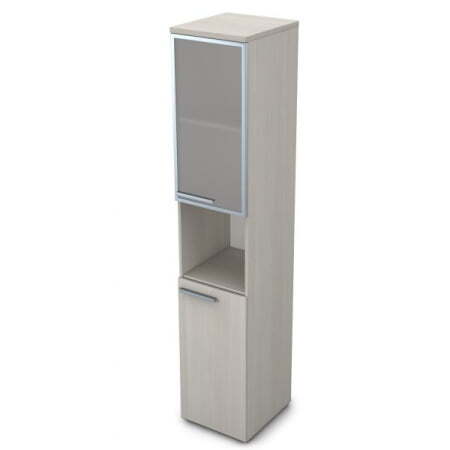 9ПЛ.005.20 Пенал высокий со стеклом и нишей (400x450x2045), левый (Ivory)