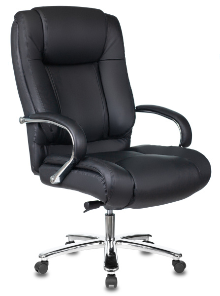 Кресло руководителя T-9925SL черный кожа крестов. металл хром (Черный)