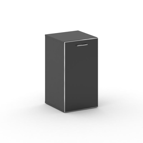 Шкаф узкий низкий левый Fresco FR.SU-302 (L) black (450x460x807) (Базальт UM-Лакобель Черный-Лакобель Черный | Хром)