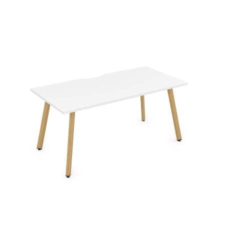 10СРВ.084 Стол рабочий с вырезом, прямолинейный (1600x800x750) (Белый премиум/Iron wood металл)