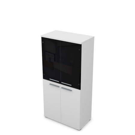 9Ш.004.12 Шкаф со стеклом (800x450x1645) (Белый премиум)