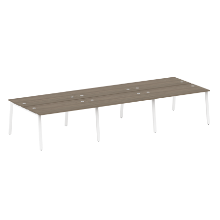 Рабочая станция на 6 рабочих места на А-образном м/к Metal System Style БА.СМ-6.3 4200x1475x750 (Вяз/Белый металл)