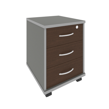 Тумба подкатная 3 ящ. фолдинг в комплекте Riva А.ТМ-3F 420x450x556 (Венге-Металлик)