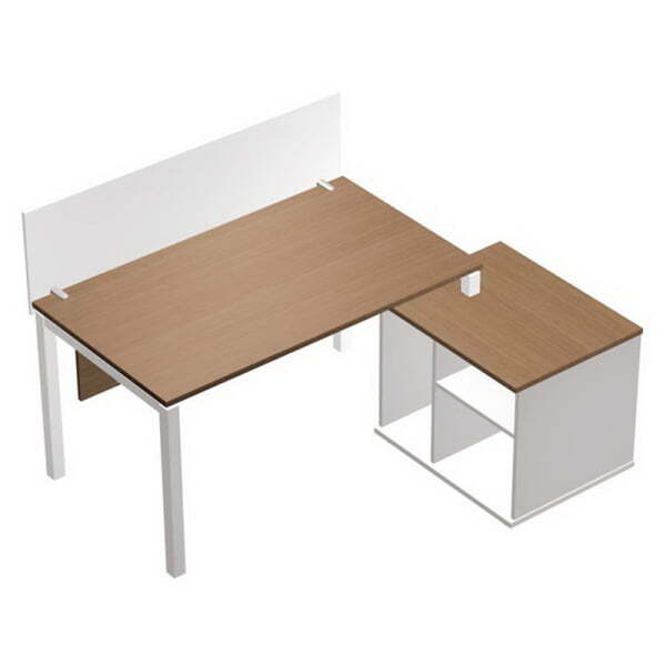 Стол письменный (140) на опорной тумбе правой с экранами ДСП PROFIQUADRO КВ 0195 БВ 1674x1260x750 (Белый премиум / Вишня скандинавскаяСерый)