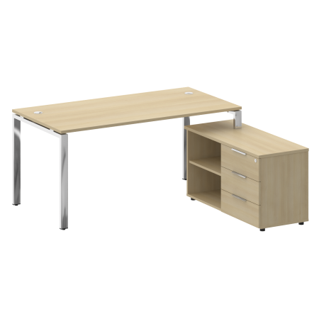 Стол для руководителя с тумбой правый БГ.СРТ-4.8 (R) 1700x1620x750 (Акация Лорка/Нерж. Сталь)