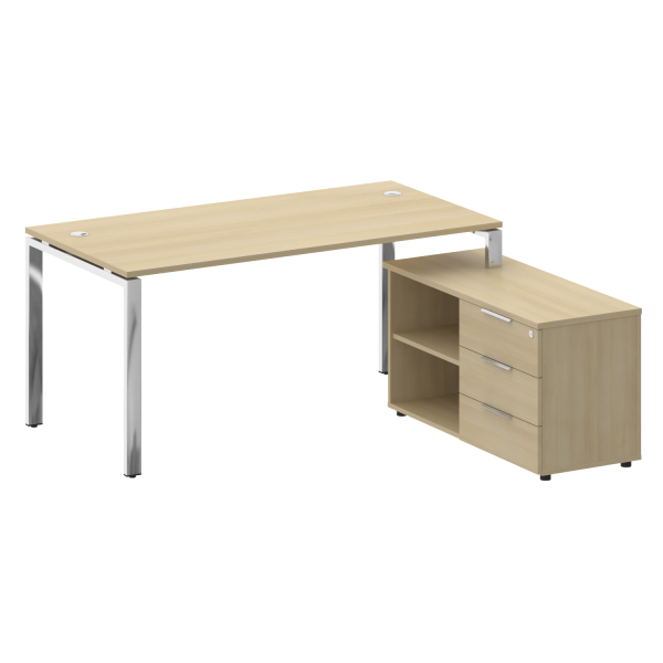 Стол для руководителя с тумбой правый БГ.СРТ-4.8 (R) 1700x1620x750 (Акация Лорка/Нерж. Сталь)