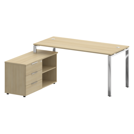 Стол для руководителя с тумбой левый БГ.СРТ-4.7 (L) 1700x1520x750 (Акация Лорка/Нерж. Сталь)