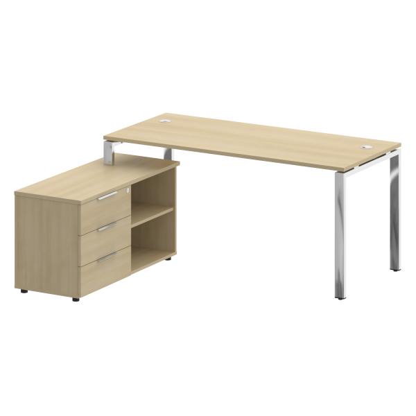 Стол для руководителя с тумбой левый БГ.СРТ-4.7 (L) 1700x1520x750 (Акация Лорка/Нерж. Сталь)