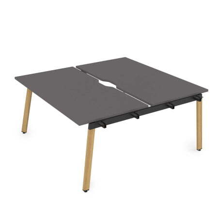 10БДНВ.289 Стол системы Бенч с вырезом, сдвоенный, на 2 рабочих места - начальный (1400x1635x750) (Graphit/Iron wood металл)