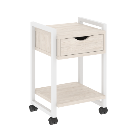 Тумба на колесных опорах с ящиком и полкой VR.L-T1.K 500x460x767 (Денвер Светлый/Белый металл)