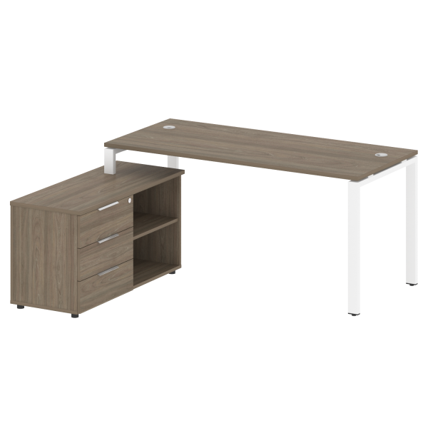 Рабочая станция с опорной тумбой левая Metal System Style БП.РС-СТС-2.4 Л 1700x1520x750 (Вяз/Белый металл)