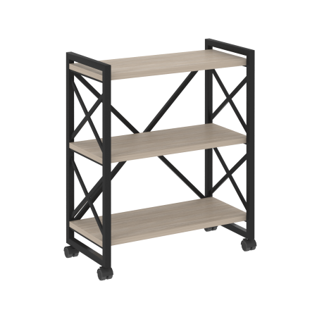Стеллаж на колесных опорах-3 полки VR.L-MST.K-3.8 800x400x968 (Дуб Аттик/Черный металл)