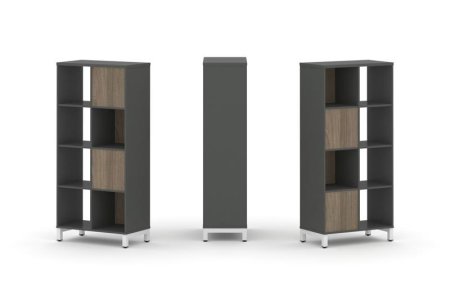 Набор стеллажа 2-х сторонний, 4 яруса SN.NSD-421 (754х400х1615) (Антрацит/Вяз Благородный/Металл Белый)