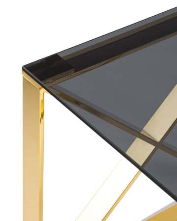 Журнальный стол 55*55 КРОСС золото стекло smoke (Журнальный стол Кросс золотой)