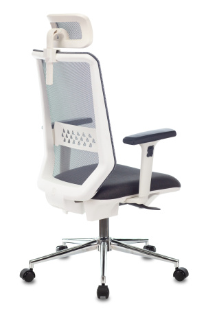 Кресло руководителя MC-W612N-H темно-серый TW-04 38-417 с подголов. крестов. металл хром пластик бел (Темно-серый)