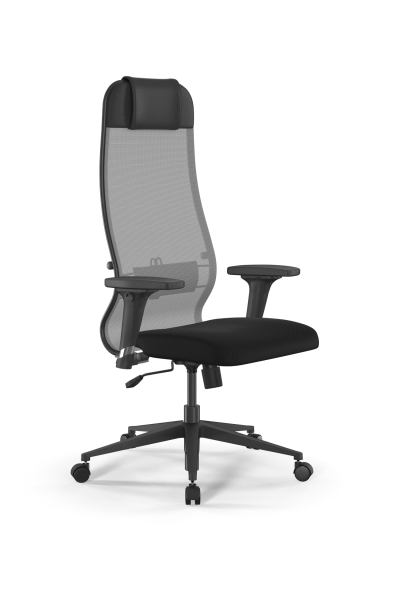 Кресло для руководителя Метта Sit 10 B1-111D - X2+UMF(X1) /Ub00/Wh00/D02P(M09.B11.G19.W02) (Светло-серый | Черный)