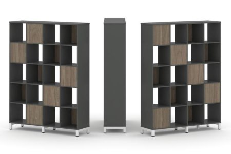 Набор стеллажа 2-х сторонний, 5 ярусов SN.NSD-541 (1488х400х1982) (Антрацит/Вяз Благородный/Металл Белый)