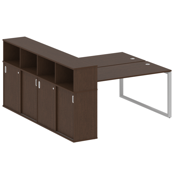 Рабочая станция с шкафом-купе на О-образном м/к Metal System Style БО.РС-СШК-4.4 Т 2010x2332x1098 (Венге Цаво/Серый металл)