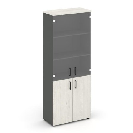 Шкаф высокий широкий SN.STS.E-102 (796х400х1982) (Антрацит/Дуб Наварра/Прозрачный)