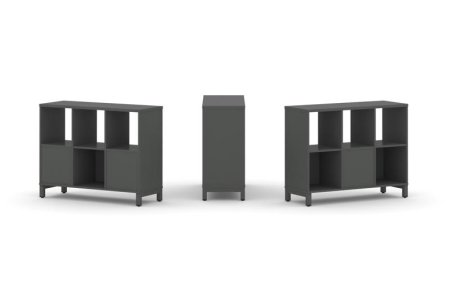 Набор стеллажа 2-х сторонний, 2 яруса SN.NSD-231 (1121х400х881) (Антрацит/Металл Антрацит)