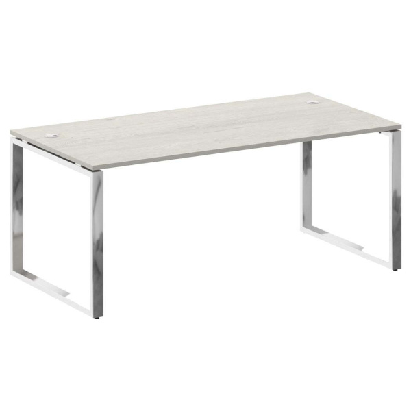 Стол рабочий руководителя на О-обр. м/к 1800x900x750 (Дуб Наварра/Нерж. Сталь)