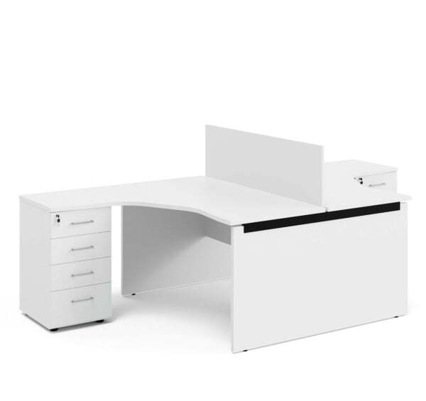 TOUR WOOD Бенч-система угловая 2 рабочих места 138 (Белый/Антрацит)