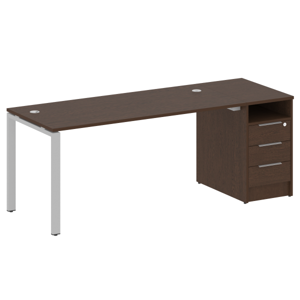 Рабочая станция с опорной тумбой Metal System Style БП.РС-СТП-1.4 2012x720x750 (Венге Цаво/Серый металл)