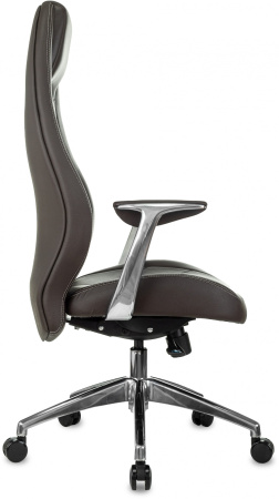 Кресло руководителя _Zen коричневый кожа крестов. алюминий (Коричневый)