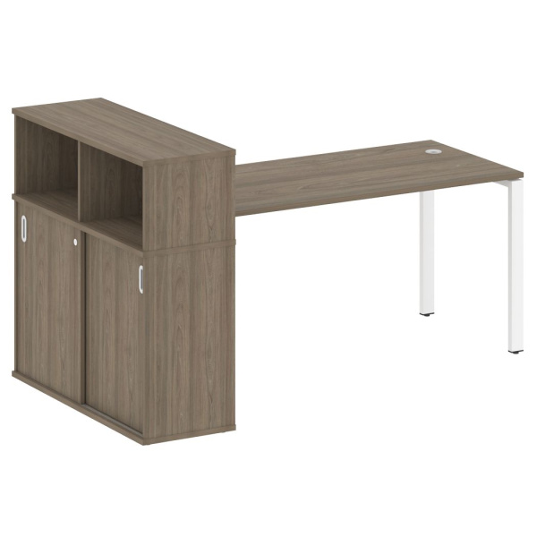 Стол письменный с опорным шкафом-купе Metal System Style БП.РС-СШК-3.4 2010x1120x1098 (Вяз/Белый металл)