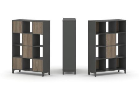 Набор стеллажа 1 сторонний, 4 яруса SN.NS-431 (1121х400х1615) (Антрацит/Вяз Благородный/Металл Антрацит)