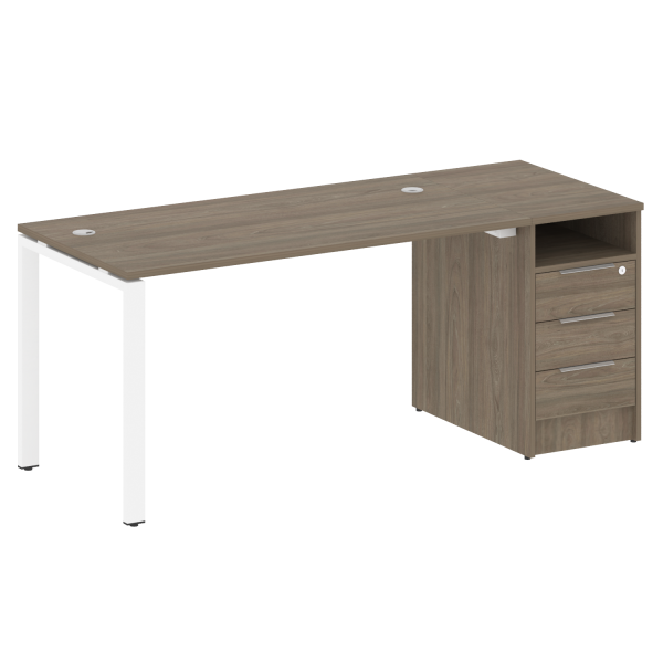 Рабочая станция с опорной тумбой Metal System Style БП.РС-СТП-1.3 1812x720x750 (Вяз/Белый металл)