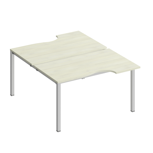 Рабочая станция со столами эргоном. на металлокаркасе КФ (2х140) Комфорт КФ К.1149 1400x1840x750 (Дуб шамони светлыйСерый)