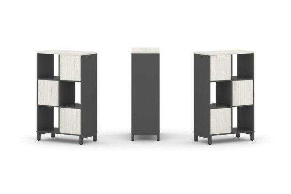 Набор стеллажа 1 сторонний, 3 яруса SN.NS-321 (754х400х1248) (Антрацит/Дуб Наварра/Металл Антрацит)