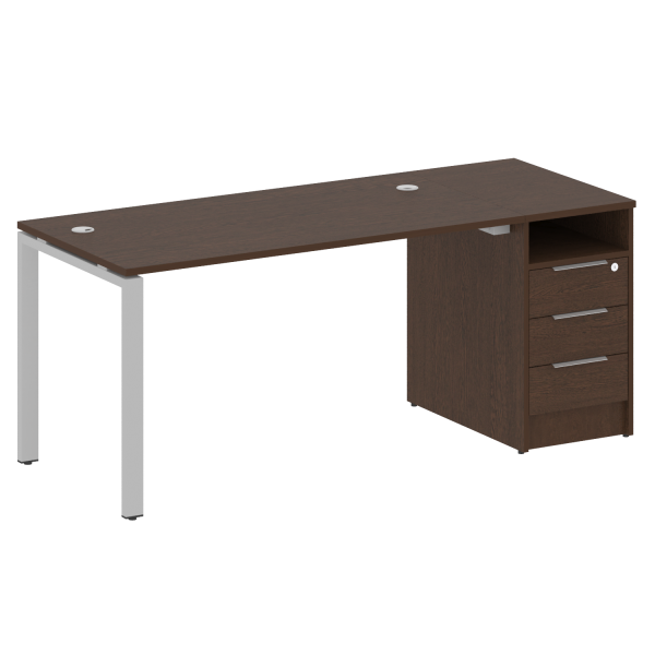 Рабочая станция с опорной тумбой Metal System Style БП.РС-СТП-1.3 1812x720x750 (Венге Цаво/Серый металл)
