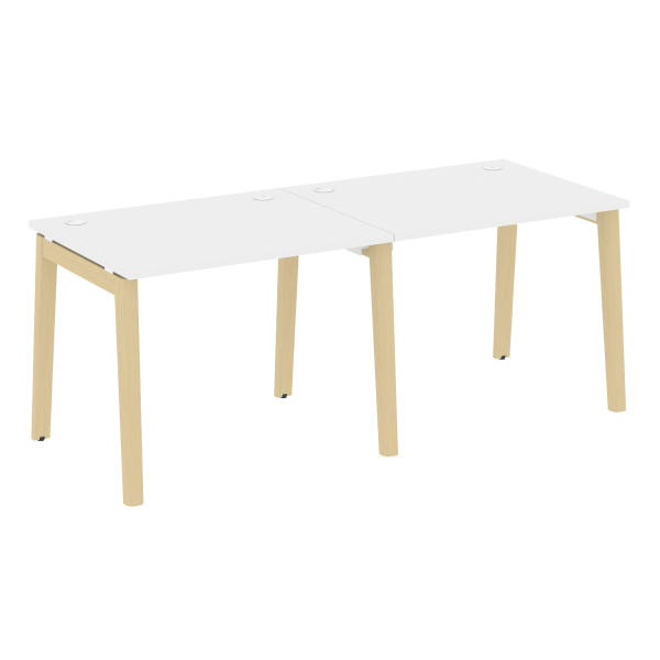 Рабочая станция на деревянных опорах Onix Wood OW.RS-2.1.8 1960x800x750 (Белый Бриллиант/Дуб Светлый)