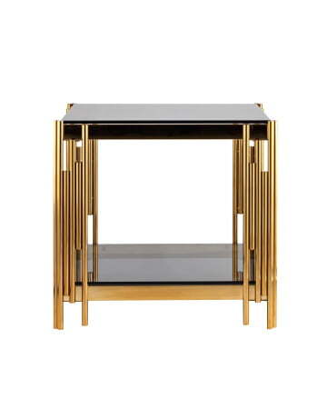 Журнальный столик 55*55 ГЭТСБИ золото стекло smoke (Журнальный стол Гэтсби черный)