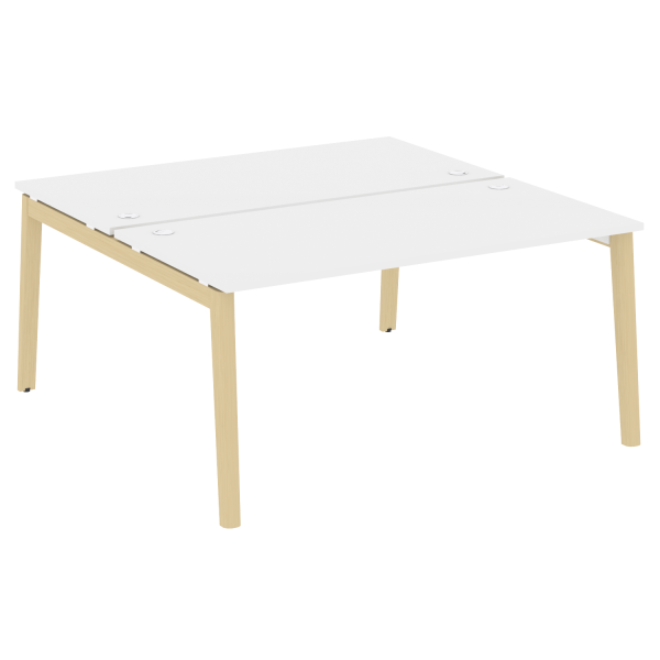 Рабочая станция на деревянных опорах Onix Wood OW.D.RS-2.4.8 1580x1635x750 (Белый Бриллиант/Дуб Светлый)