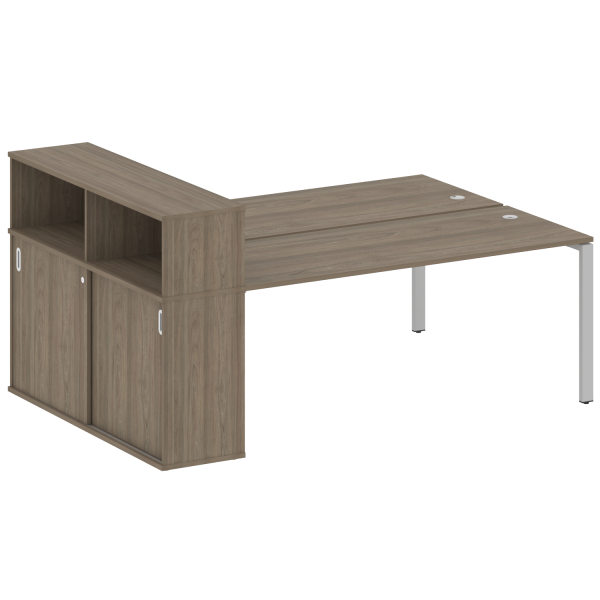 Рабочая станция с опорным шкафом-купе Metal System Style БП.РС-СШК-2.5 2210x1475x1098 (Вяз/Серый металл)