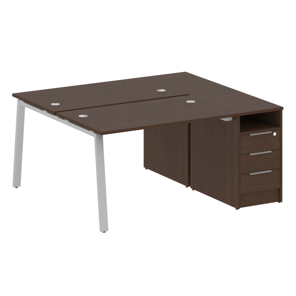 Рабочая станция с тумбой на А-образном м/к Metal System Style БА.РС-СТП-2.2 1612x1475x750 (Венге Цаво/Серый металл)