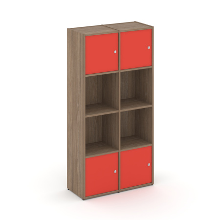 Стеллаж Locker Plus LK.K-005 798x350x1593 (Дуб Аризона | Красный)