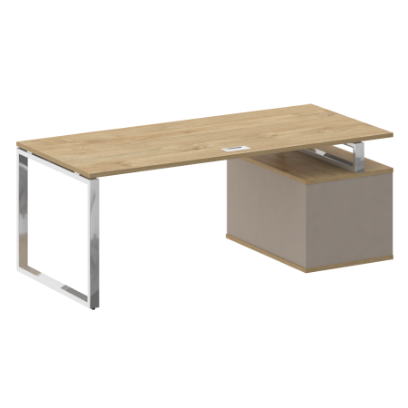 Стол руководителя с опорной тумбой, левый Shift SK.SRT-200 (L) (2000x904x753) (Тиквуд Светлый-Капучино | Хром)