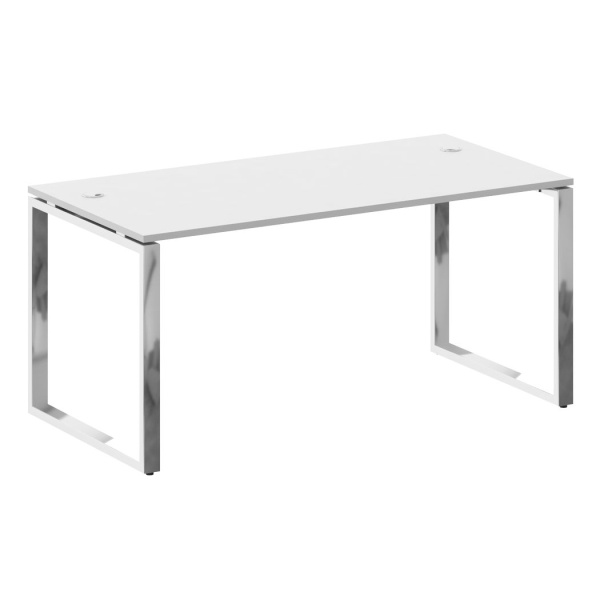 Стол рабочий руководителя на О-обр. м/к 1600x800x750 (Белый/Нерж. Сталь)