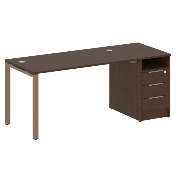 Рабочая станция с опорной тумбой Metal System Style БП.РС-СТП-1.3 1812x720x750 (Венге Цаво/Мокко металл)