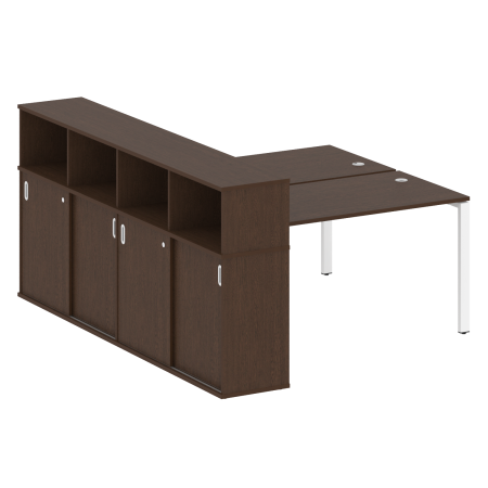 Рабочая станция с опорным шкафом-купе Metal System Style БП.РС-СШК-4.3 1910x2332x1098 (Венге Цаво/Белый металл)